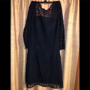 Belsoie Navy Lace Bridesmaid Dress